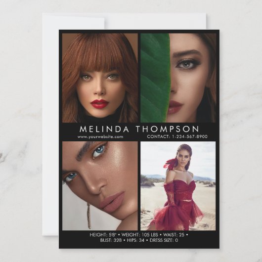 Model Actor Modellering Comp Kaart 5 Foto Zwart (Achterkant)