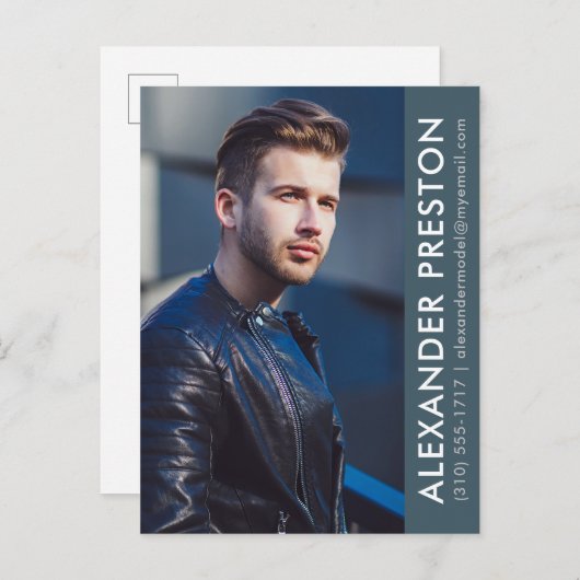 Model Actor Photo Comp Card Blue AP-Briefkaart Briefkaart (Voorkant / Achterkant)