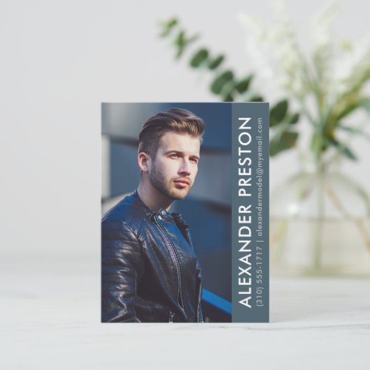 Model Actor Photo Comp Card Blue AP-Briefkaart Briefkaart (Staand voorkant)