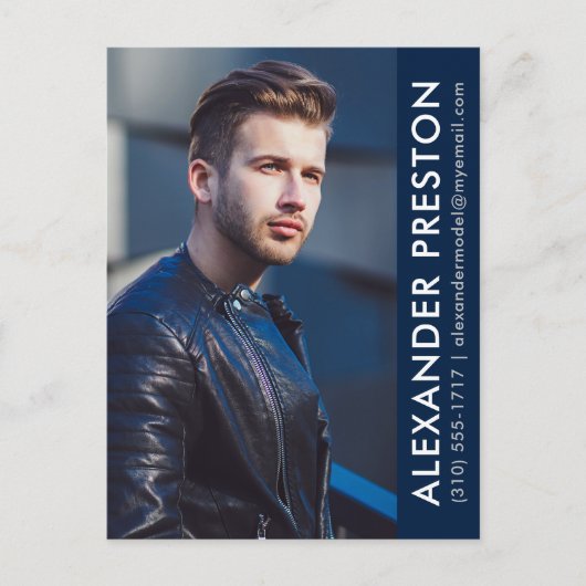 Model Actor Photo Comp Card Dk Blue AP Briefkaart (Voorkant)