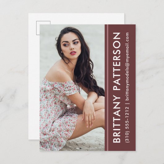 Model Actor Photo Comp Card Rust Stripe Briefkaart (Voorkant / Achterkant)