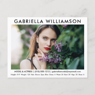 Model Actor Photo Comp Card White Briefkaart