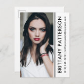 Model Actor Photo Comp Card White Stripe Briefkaar Briefkaart (Voorkant / Achterkant)