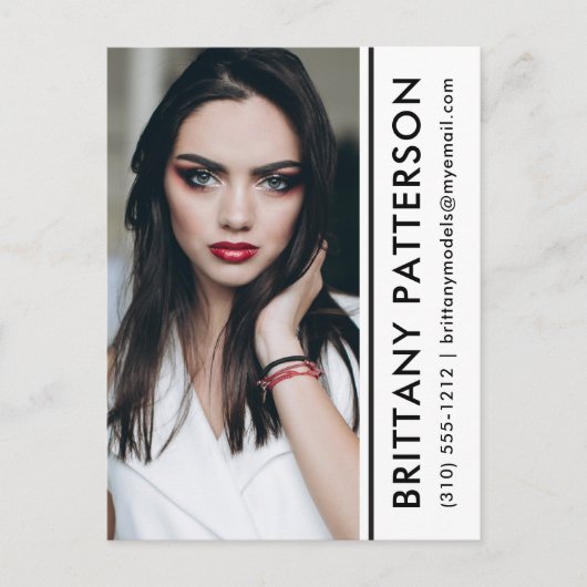 Model Actor Photo Comp Card White Stripe Briefkaar Briefkaart (Voorkant)