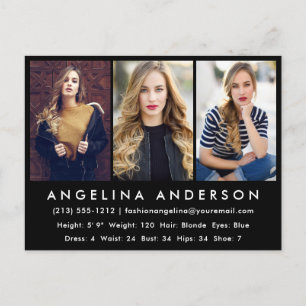 Model Actor Photo Comp Card (zwart Briefkaart) Briefkaart