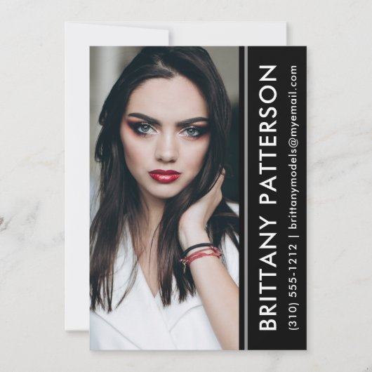 Model Actor Photo Comp Kaart 5x7 Black Stripe (Voorkant)