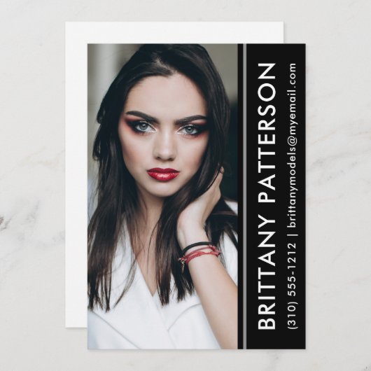 Model Actor Photo Comp Kaart 5x7 Black Stripe (Voorkant / Achterkant)