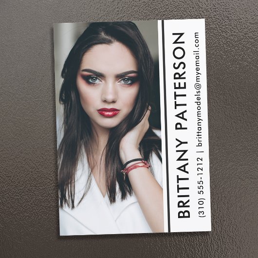 Model Actor Photo Comp Kaart 5x7 White Stripe