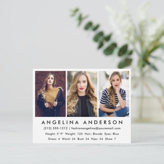 Model Actor Photo Comp-kaart - Briefkaart (Staand voorkant)