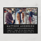 Model Actor Photo Comp-kaart - Briefkaart Blk (Voorkant)