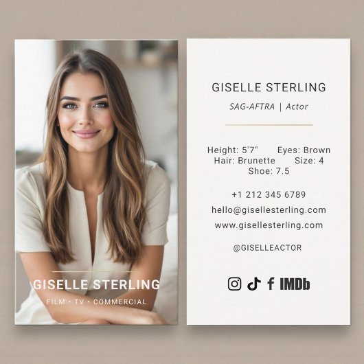 Model Actor Photo Neutral Beige Visitekaartje