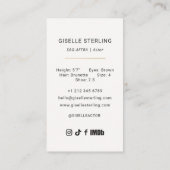 Model Actor Photo Neutral Beige Visitekaartje (Achterkant)