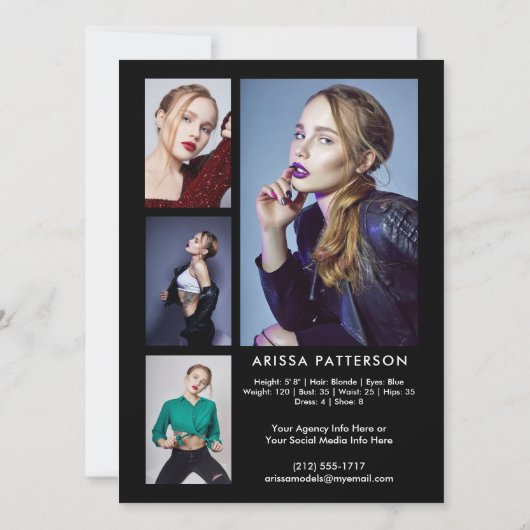 Model Actor Pro 5.5x7.5 Comp/Zed Kaart 5 Foto (Achterkant)