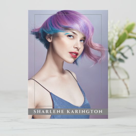 Model Actor Pro Comp Card 4 Foto 2 Sided Grey Kaart (Staand voorkant)