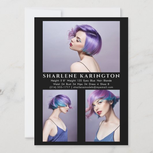 Model Actor Pro Comp-kaart 3 Foto terug zwart Kaart (Achterkant)