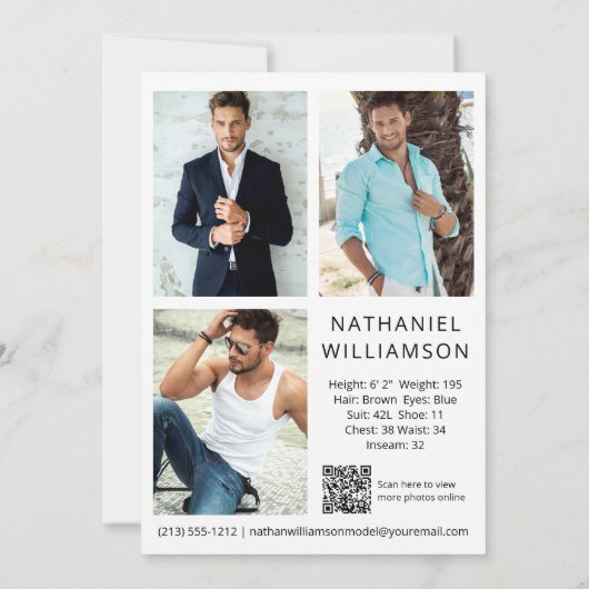 Model Actor QR Code 4 Foto Pro Comp Kaart (Achterkant)