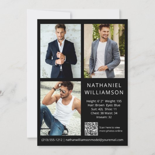 Model Actor QR Code 4 Foto's Pro Comp Kaart (Achterkant)