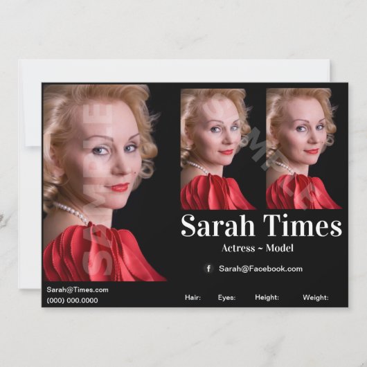 Model Actor Zed Headshot Comp Sjabloon Kaart (Voorkant)