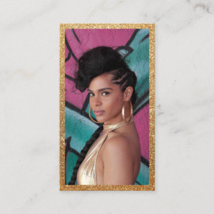 Model Actress headshot Faux Gold Glitter Visitekaartje
