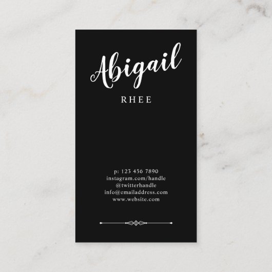 Model Actrice Headshot Kalligrafie Script Visitekaartje (Achterkant)