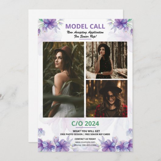 Model Casting Call Flyer Sjabloon (Voorkant / Achterkant)