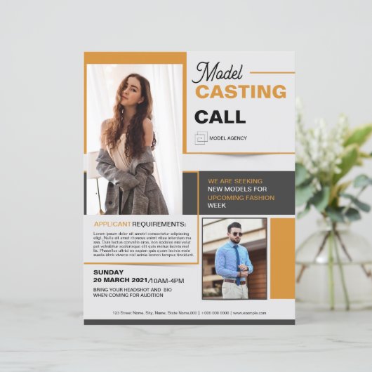 Model Casting Call Flyer Template (Staand voorkant)