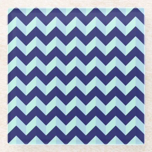 Model Chevron Bleu Glazen Onderzetter (Voorkant)