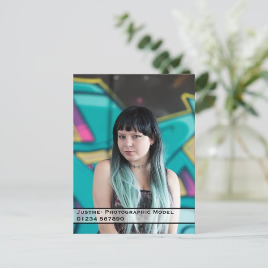 Model Comp Card-Get jouw naam. Briefkaart (Staand voorkant)