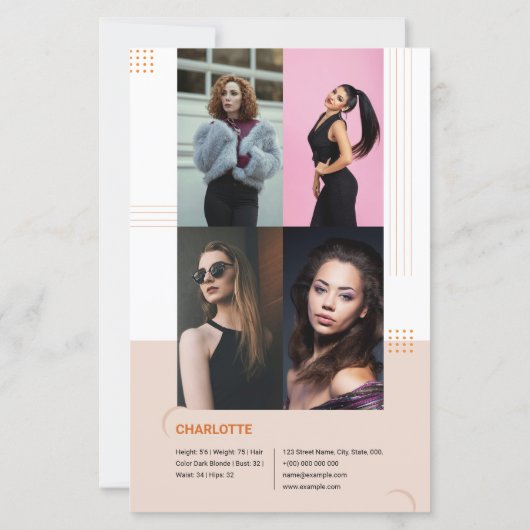 Model Comp Card Sjabloon (Achterkant)