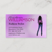 Model Dragen Blue Jeans Paarse Mode Stylist Visitekaartje (Achterkant)