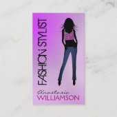 Model Dragen Blue Jeans Paarse Mode Stylist Visitekaartje (Voorkant)