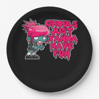Model foto's ghouls gewoon om plezier te hebben papieren bordje