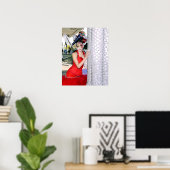 Model in Red Dress Poster Wall Art (Thuiskantoor)