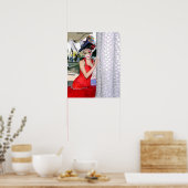 Model in Red Dress Poster Wall Art (Keuken)