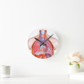 Model intern menselijk lichaam op witte achtergron ronde klok (Huis)