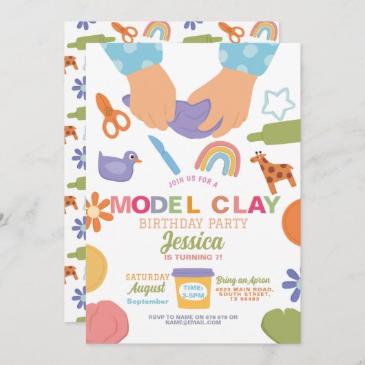 Model Klei Maken Ambachten Klei Kunst Leuke Verjaa Kaart (Voorkant / Achterkant)