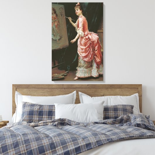 Model Making Mischief (door Raimundo de Madrazo) Canvas Afdruk (Insitu (Slaapkamer))