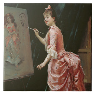 Model Making Mischief (door Raimundo de Madrazo) Tegeltje