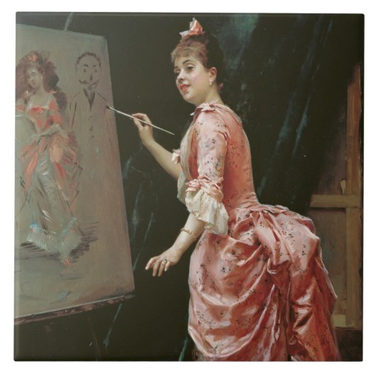 Model Making Mischief (door Raimundo de Madrazo) Tegeltje (Voorkant)