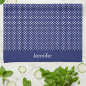 Model Pois Blanc Blauw Marine Theedoek (Gevouwen)