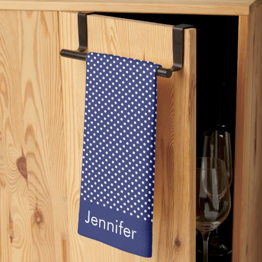 Model Pois Blanc Blauw Marine Theedoek (Derde Gevouwen)