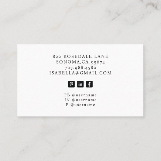 Model Professionele Foto Visitekaartje (Achterkant)