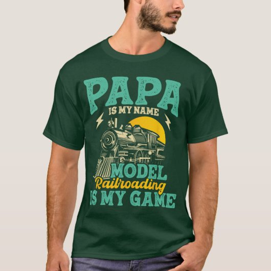 Model Railroading is My Game Papa Fatherrain Enthu T-shirt (Voorkant)