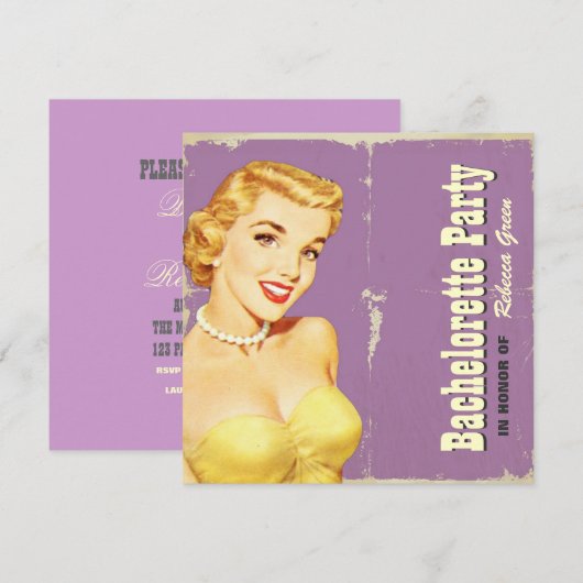 model retro van bachelorette kaart (Voorkant / Achterkant)