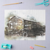 Model T & Barn  20x30-decoupage Tissuepapier (Craft)