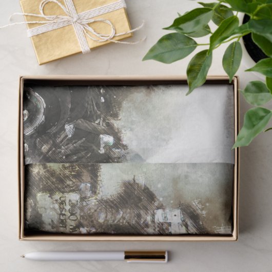 Model T & Barn  20x30-decoupage Tissuepapier (Geschenk)