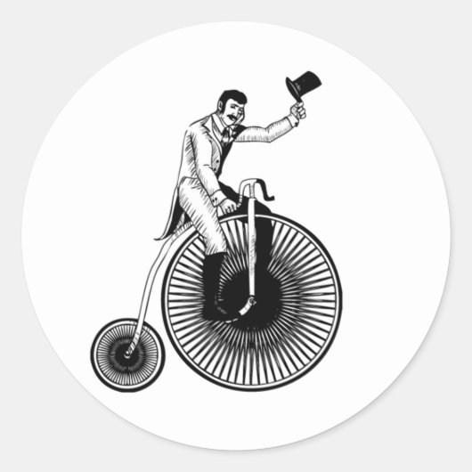 Model T Penny Farthing Classic Ronde Sticker (Voorkant)