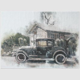 Model T & Store Route 66  20x30-decoupage Tissuepapier