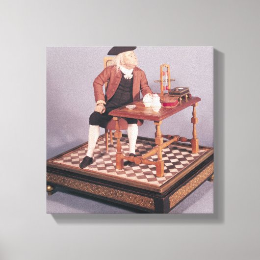 Model van Benjamin Franklin aan zijn tafel Canvas Afdruk (Voorkant)