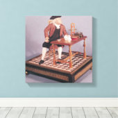 Model van Benjamin Franklin aan zijn tafel Canvas Afdruk (Insitu (Houten vloer))